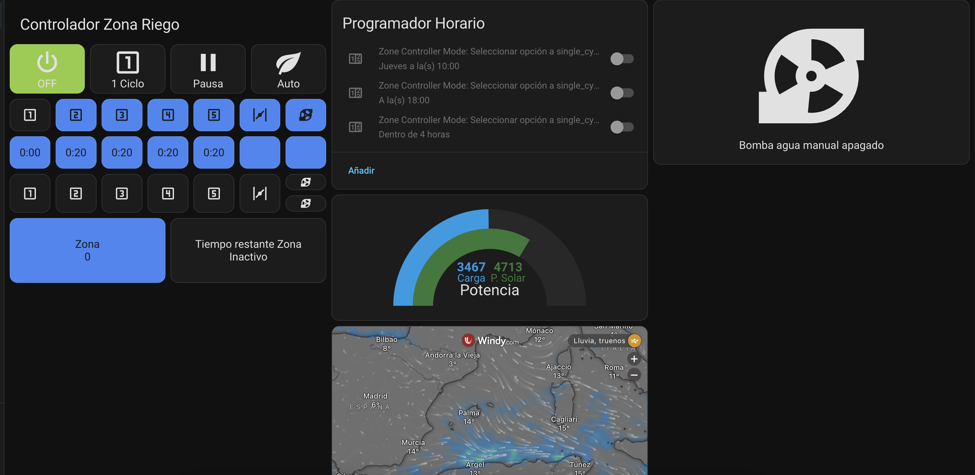 Control de riego con programación avanzada y gestión de zonas